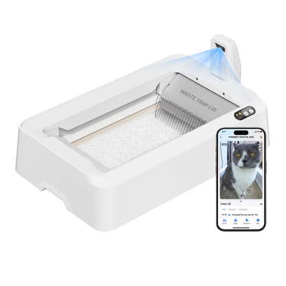 Purobot Crystal Duo Automatic Cat Litter Box with Camera